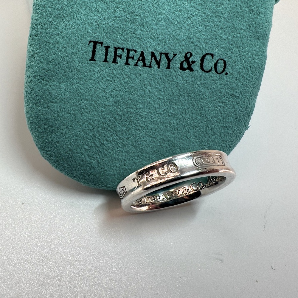 Tiffany and Co Thin Concave Band Ring SZ 4 AG 925 Vintage Collectible 1837 AUTH - Picture 6 of 11